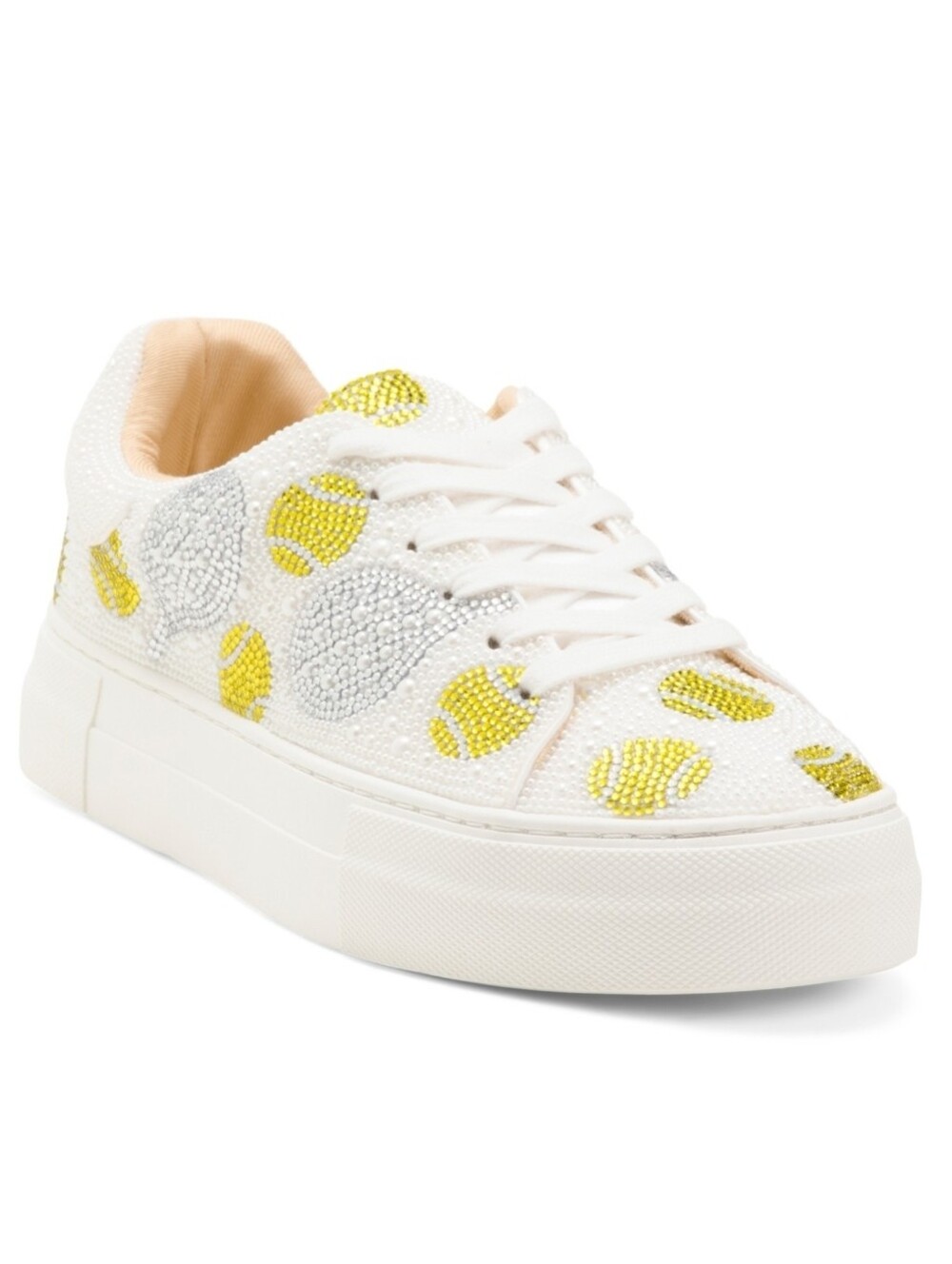 🤍▪️Betsey Johnson ▪️ Green And White Tennis Glitter Sidny Sneakers